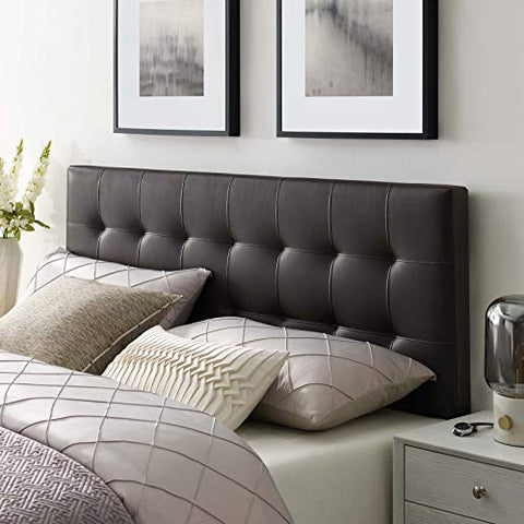 Modway Lily Tufted Faux Leather Upholstered Full Headboard in Brown