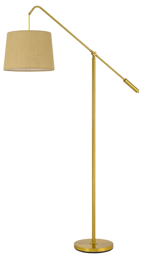 Cal Lighting BO-3026FL-AB Fishing Rod Adjustable Metal Floor Lamp with Burlap Shade