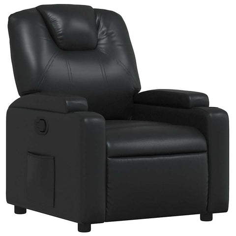 vidaXL Black Faux Leather Recliner - Manual Reclining Function, Dual Cup Holders, 135-Degree Tilt, Padded Armchair for Living Room