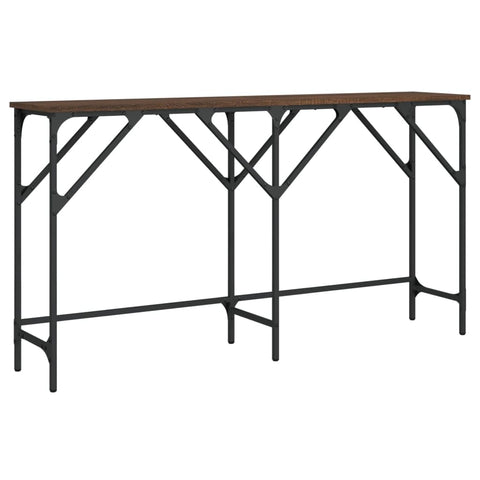 vidaXL Console Table 55.1X11.4X29.5 in Industrial Engineered Wood Hallway Furniture with Adjustable Feet in Brown Oak Finish Sofa Living Room Wooden Entryway Narrow Rectangular Decorative