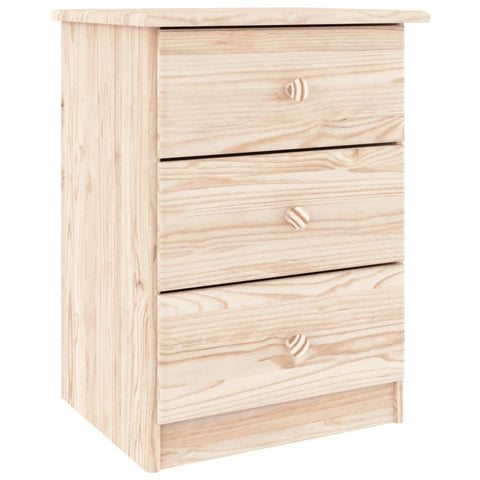 vidaXL Solid Pine Wood Bedside Cabinet ALTA - Stylish Wooden Drawer Bedside Table with Ample Storage Space, Easy Maintenance, Natural Finish, 16.1"x13.8"x21.9"