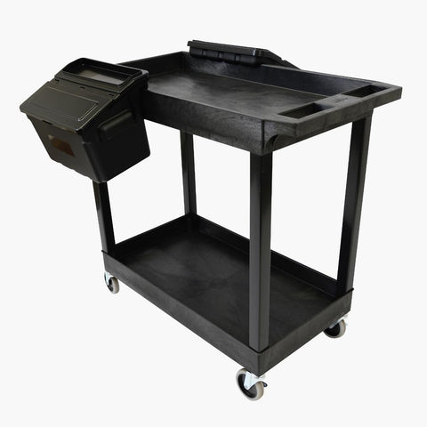 LUXOR EC11-B-OUTRIG Plastic Utility Tub Cart, Two Shelves with Outrigger Utility Cart Bins, 32" x 18", 400 lbs. Weight Capacity