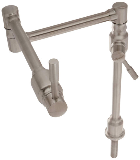 Whitehaus WHST10004-002SK-BSS Lead Free, Solid Stainless Steel Deck Mount Pot Filler, Brushed Stainless Steel