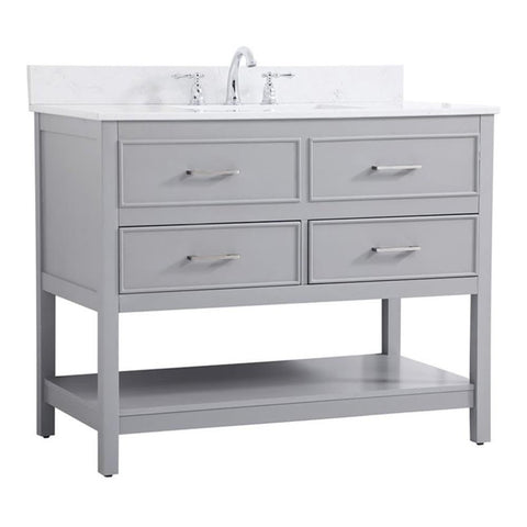 Elegant Decor Sinclaire 42" MDF Single Bathroom Vanity with Backsplash in Gray
