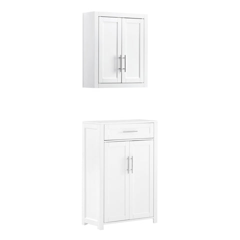 Crosley Furniture Savannah 2-Piece Traditional Kitchen Storage Cabinet Set, Small Pantry and Wall Unit, White