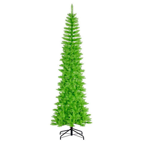 Vickerman 8.5' x 38" Lime Pencil Artificial Unlit Christmas Tree. It Measures 102 inches Tall, and 38 inches Wide, which is considered a Pencil Profile.