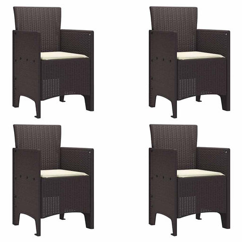 vidaXL Garden Chair 4 pcs Brown 20.87 x 19.29 x 33.46 in Polypropylene, Garden & Terrace, Stylish Armchair, Rectangle Outdoor Seat, Tough Patio Chair, Comfy Lounge for Chillin