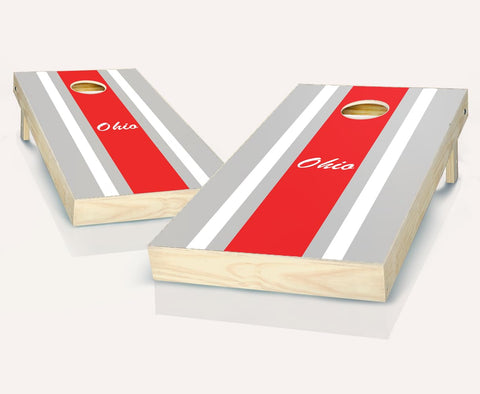 Ohio Stripe Cornhole Set - 2x4 Boards (Corn Filled Bags) - Include Score Tower