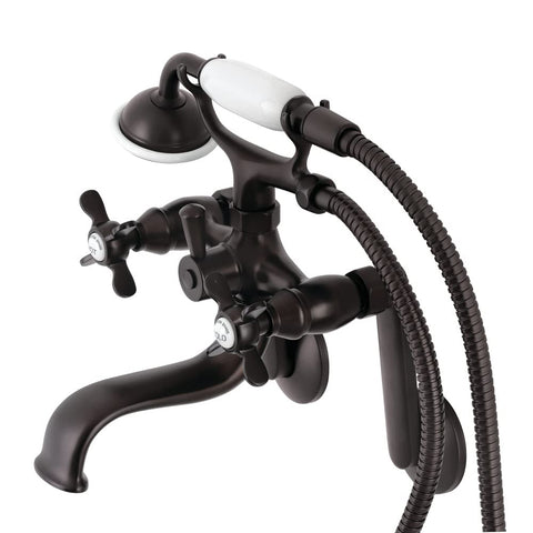 Kingston Brass KS249ORB Kingston Wall Mount Clawfoot Tub Faucet with Hand Shower, Oil Rubbed Bronze