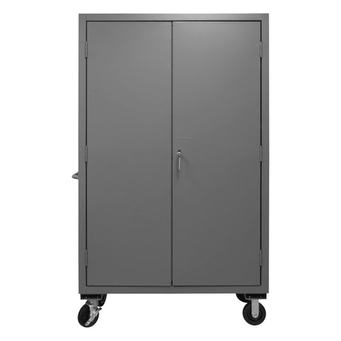 Durham 3502M-BLP-4S-95 Lockable Mobile Cabinet, 4 Adjustable Shelves, Flush Door Style, 48" Wide, 14 Gauge, Gray