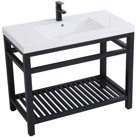 Elegant Decor Raya 42" Single Resin Top Metal Bathroom Vanity in Black