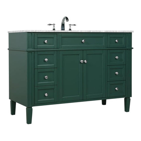 Elegant Decor Park Avenue 48" Metal MDF Marble Single Bathroom Vanity in Green