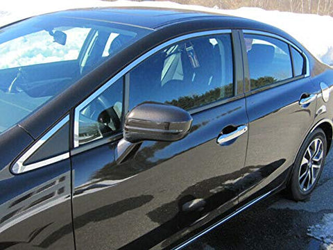 QAA is Compatible with 2012-2015 Honda Civic 8 Piece Stainless Window Trim Package, Includes Upper Trim only, NO Pillar Posts, NO Window Sills WP12216