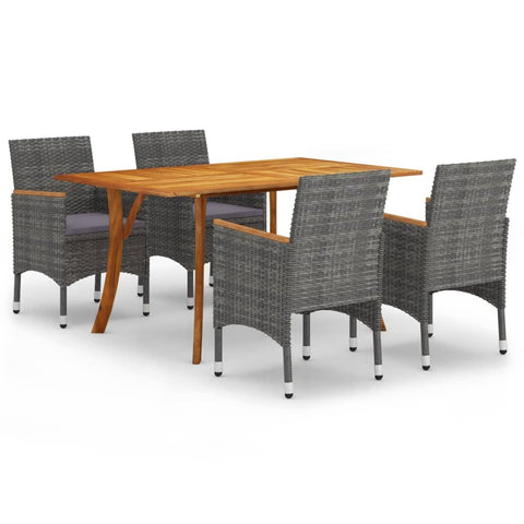 vidaXL Patio Dining Set 5 Piece Outdoor Garden Terrace Yard Patio Table and Chair Seating Seat Sitting Chair Dining Set Furniture Gray