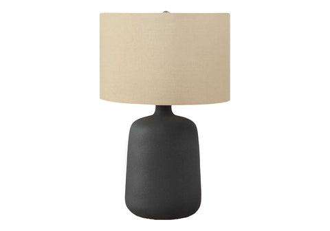 Monarch Specialties I 9635 LightingTable Lamp, Black Ceramic, Beige Shade, Contemporary