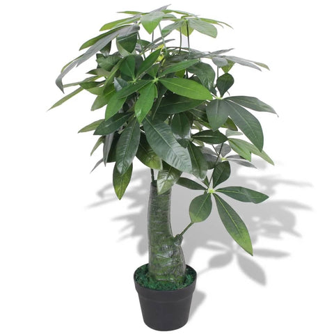vidaXL Artificial Fortune Tree Plant with Pot - 33.5" Green Indoor/Outdoor Decorative Plant, Lifelike Appearance, Low Maintenance, Durable Materials