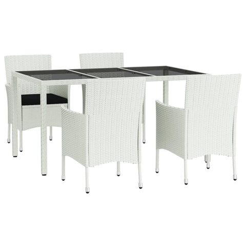 vidaXL Patio Dining Set White/Black - Set of 4