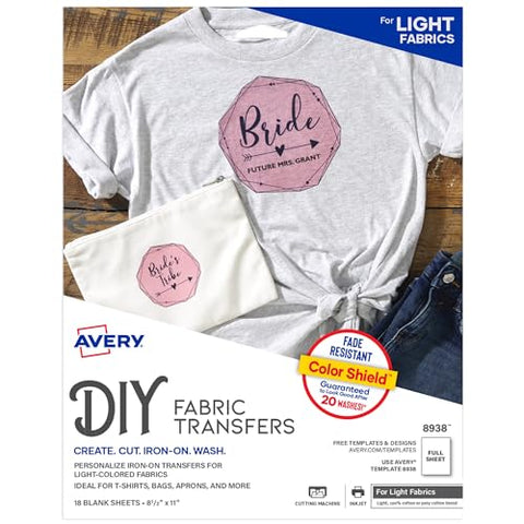 Fabric Transfers 8.5 X 11 White 18/pack
