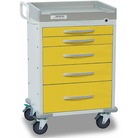 DETECTO Rescue Series Isolation Medical Cart 5 Yellow Drawers