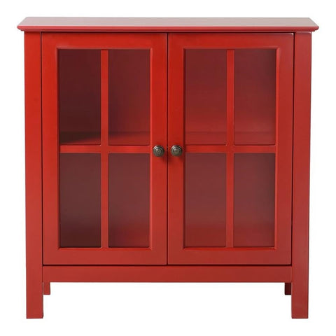 OS Home and Office Furniture 31.5" Wood Accent Display Cabinet in Red