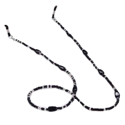 Panda Legends Sunglasses Holder Eyewear Reading Glasses Chain Beaded Eyeglass Holder Strap Glasses Necklace, Black