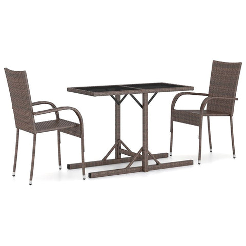 vidaXL Patio Dining Set 3 Piece, Outdoor Dining Table and Chairs, Patio Furniture Set, Conversation Set for Garden, Farmhouse, Brown