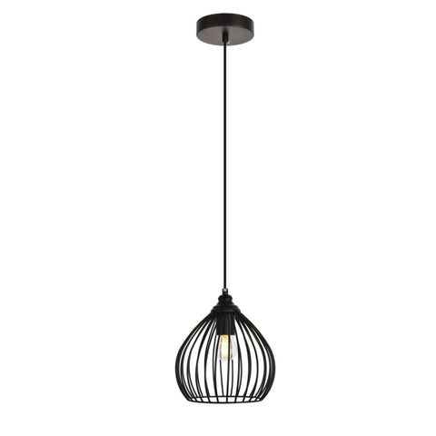 Elegant Lighting Living District Sayer 1-Light Transitional Metal Pendant in Black