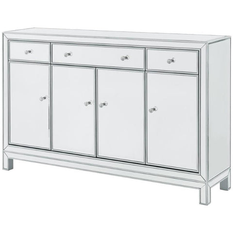 Elegant Decor Reflexion 4 Door 56" Mirrored Buffet Cabinet in Antique Silver