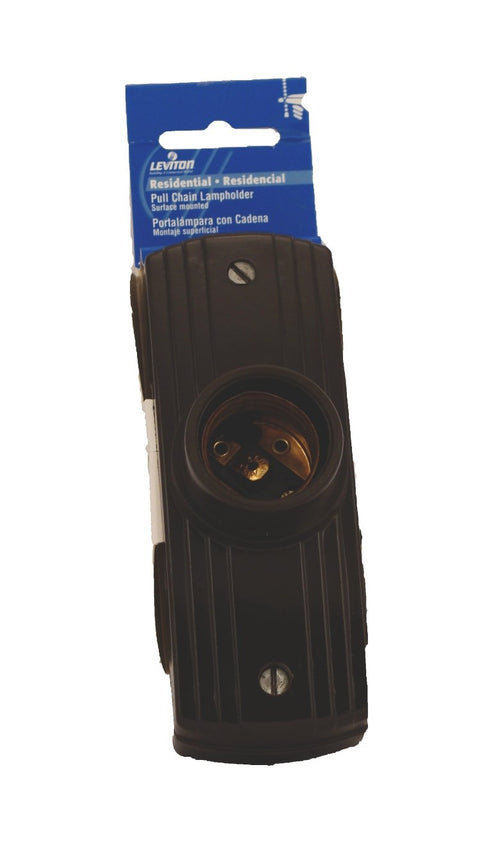 Leviton Levolet Lampholder, Pull Chain, 660W-250V, Surface Mount; Residential Grade, 5235, Brown