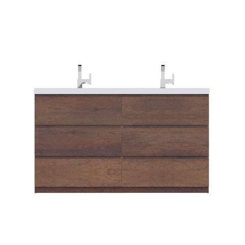 Paterno 60 inch Double Modern Freestanding Bathroom Vanity Rosewood
