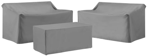 3Pc Outdoor Furniture Cover Set Gray - 2 Loveseats & 1 Coffee Table