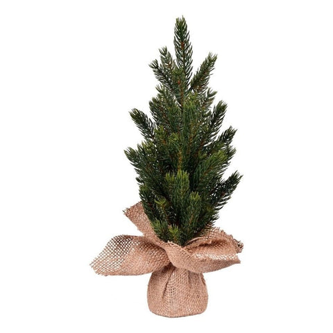 Vickerman Plastic Artificial Christmas Tree with Burlap Base in Green (Set of 2)
