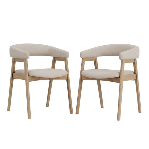 Alpine Furniture Cove Natural Dining Chairs Set of 2 Solid Rubberwood Frame Modern Design Comfortable Seating Durable Build for Kitchen and Dining Room