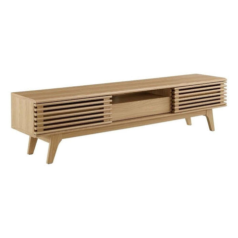 Modway Render Mid-Century Modern Low Profile 70 Inch TV Stand in Oak, 70"