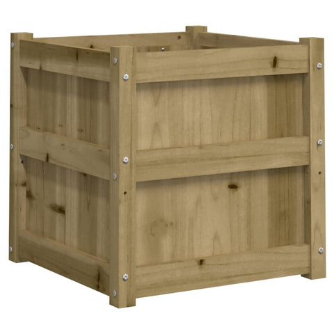 vidaXL - Square Wooden Garden Planter - Impregnated Pine Wood - 19.7"x19.7"x19.7" - Decorative Outdoor Herb Plant Pot for Gardens, Balconies and Patios