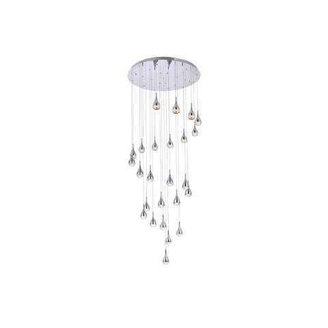 Elegant Lighting Amherst 42" 25-Light Metal/Glass Chandelier in Chrome/Clear