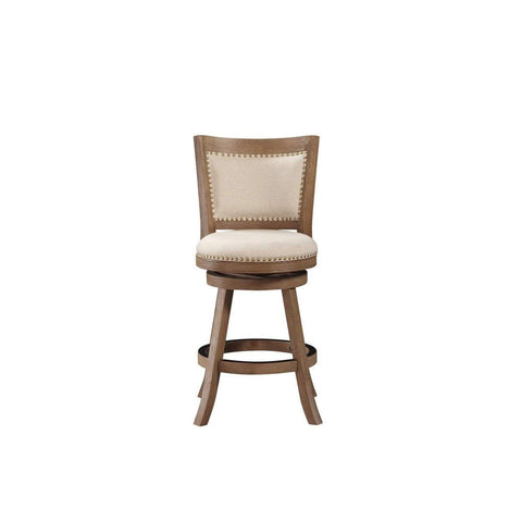 Boraam Melrose Ivory Fabric Swivel Wood Counter Stool - Driftwood Wire-Brush