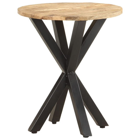 vidaXL - Solid Mango Wood Side Table with Industrial Design, Exquisite Wood Patterns, Powder-Coated Iron Legs, Round Shape - 18.9"x18.9"x22"