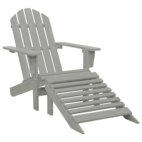 vidaXL Vintage Inspired Patio Chair with Ottoman Set, Solid Hardwood Construction, Durable and Weather-Resistant, Ideal for Outdoor Garden and Patio, Gray