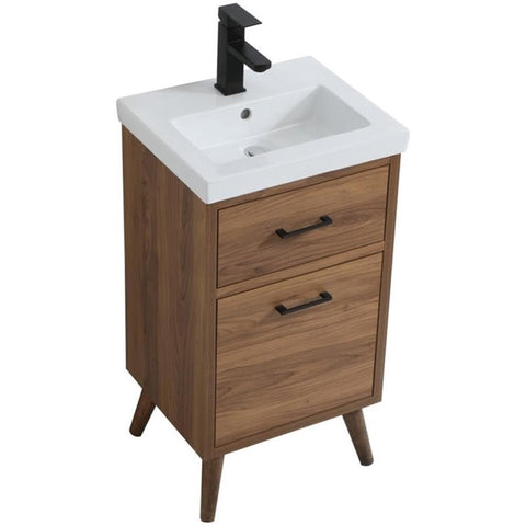 Elegant Decor Boise 18" Wood Single Bathroom Vanity in Walnut Brown