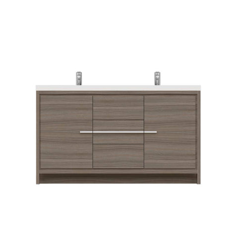 Sortino 60 Double inch Modern Bathroom Vanity Gray