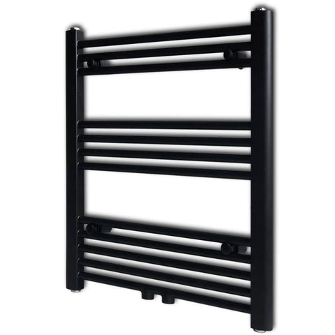 vidaXL Black Bathroom Central Heating Towel Rail Radiator Straight 23.62 x 30.08