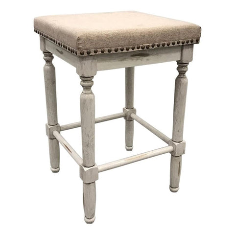 Carolina Classic Biltmore Saddle Barstool - Set of 2 - Sand - Beige Upholstery