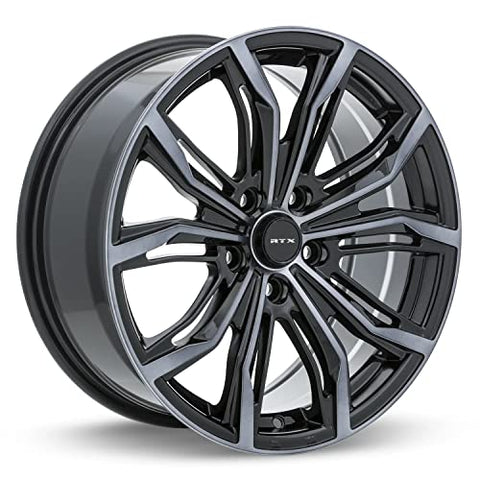 RTX BLACK WIDOW Custom Wheel - 16x7, 40 Offset, 5x114.3 Bolt Pattern, 73.1mm Hub - Black with Machined Gray Face Rim