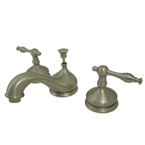 Kingston Brass KS1168NL Heritage Widespread Lavatory Faucet with Metal lever handle, Brushed Nickel,8-Inch Adjustable Center