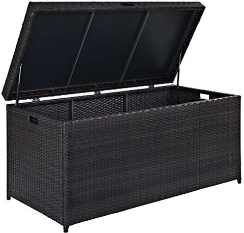 Palm Harbor Wicker Outdoor Storage Box Brown