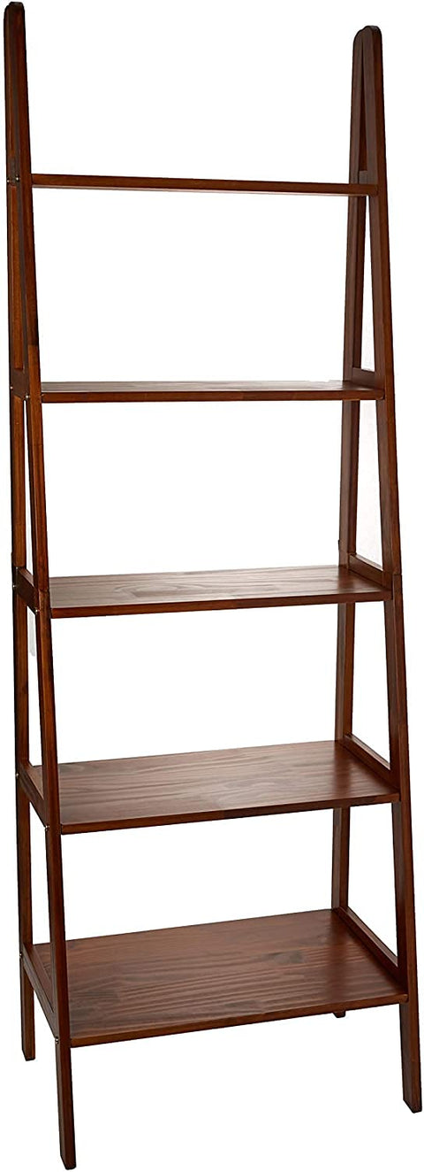 Oakestry 5-Shelf Ladder Bookcase Complement Various Interior Styles, Including Modern Durable Construction Make It a Versatile and Attractive Piece, Warm Brown