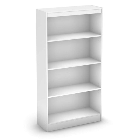 FastFurnishings White 4-Shelf Bookcase with 2 Adjustable Shelves