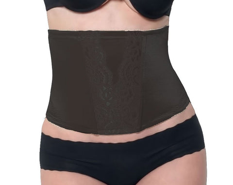 Fullness KL8197-L-Black Elegant Waist Cincher Girdle Body Shaper with Tapered Back, Large - Black
