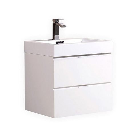 Bliss 24 in. Wall Mount Modern Bathroom Vanity - High Gloss White